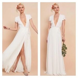 Reformation Rosey White Wrap Dress